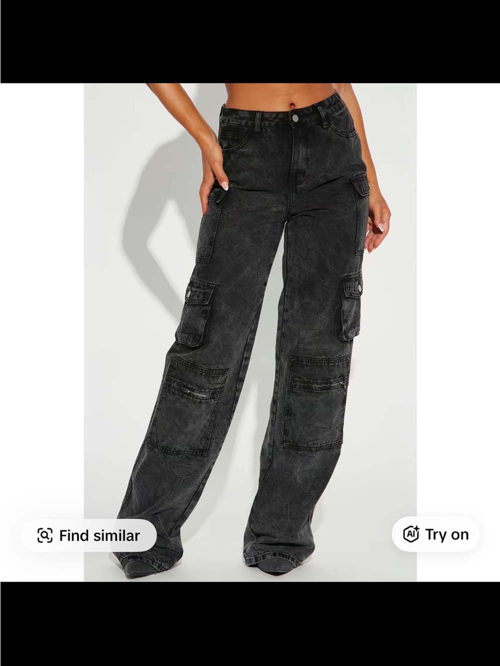 Fashion Nova NWT Black Cargo Wide-Leg Jeans